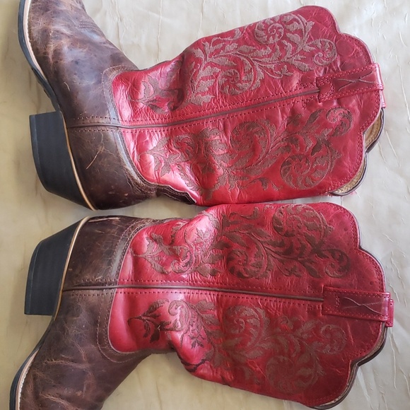TWISTED X Pointed Gorgeous Red & Brown Embroidered Western Boots Sz 9.5 B. - Picture 8 of 16